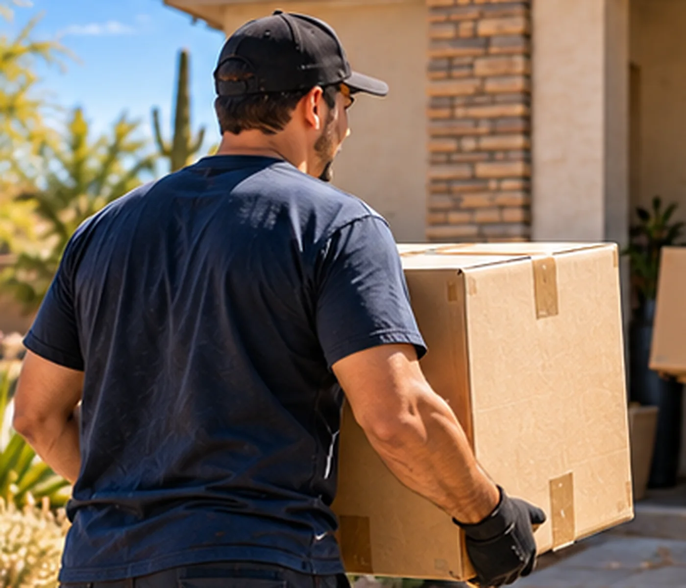 A local provider carrying a moving box to a home in the Phoenix Valley.